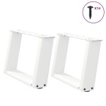 vidaXL Picioare pentru măsuță de cafea în formă de U, 2 buc., alb, 50x(30-31) cm, oțel vidaXL Picioare pentru măsuță de cafea în formă de U, 2 buc., alb, 50x(30-31) cm, oțel