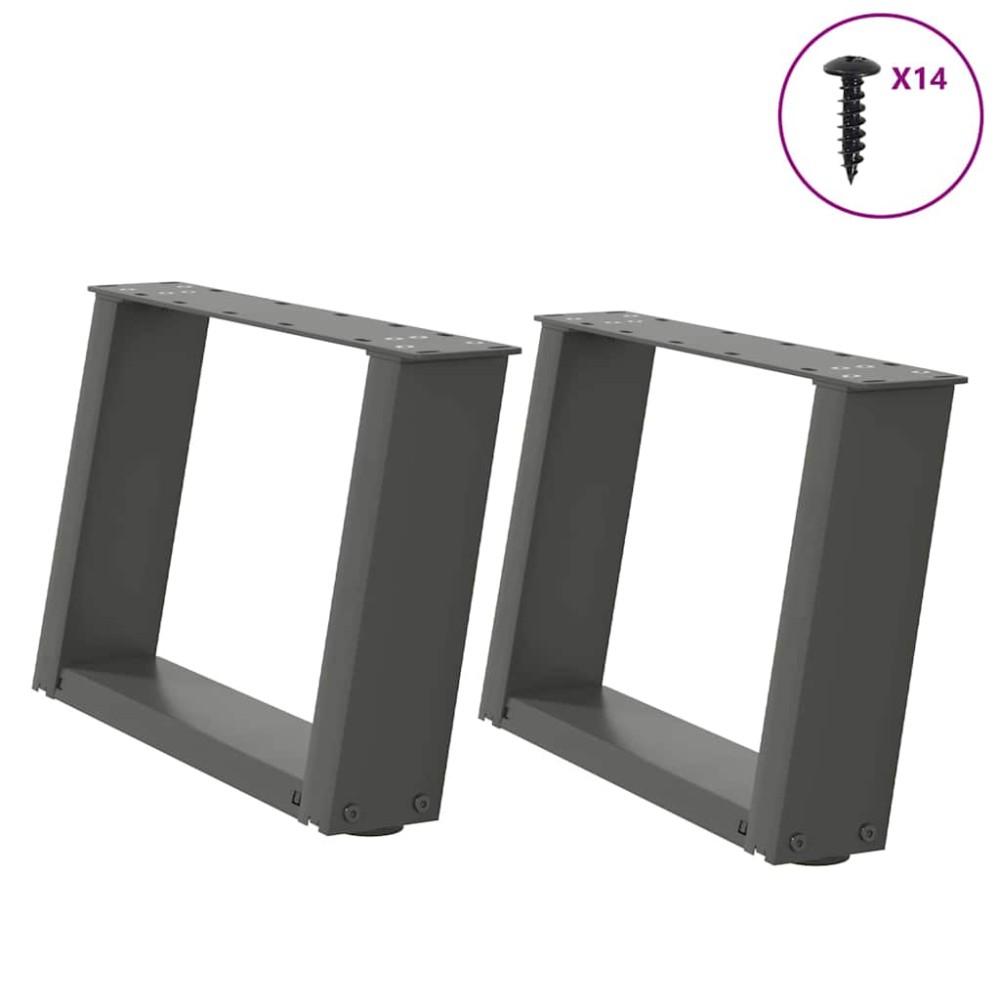 vidaXL Picioare pentru măsuță de cafea în formă de U, 2 buc., antracit, 50x(30-31) cm, oțel