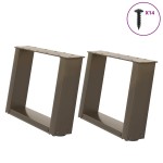 vidaXL Picioare pentru măsuță de cafea în formă de U, 2 buc., oțel natural, 50x(30-31) cm