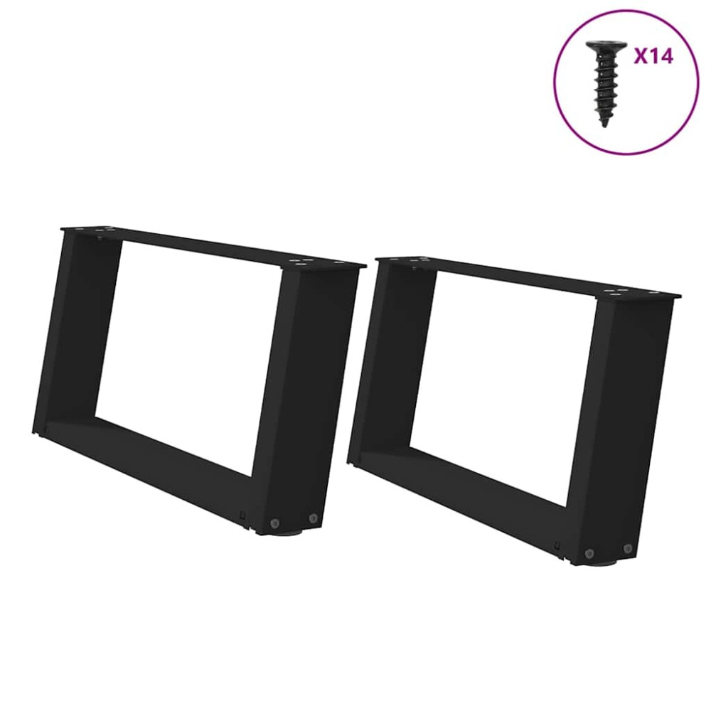 vidaXL Picioare pentru măsuță de cafea în formă de U, 2 buc., negru, 60x(30-31) cm, oțel