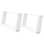 vidaXL Picioare pentru măsuță de cafea în formă de U, 2 buc., alb, 60x(30-31) cm, oțel