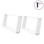 vidaXL Picioare pentru măsuță de cafea în formă de U, 2 buc., alb, 60x(30-31) cm, oțel