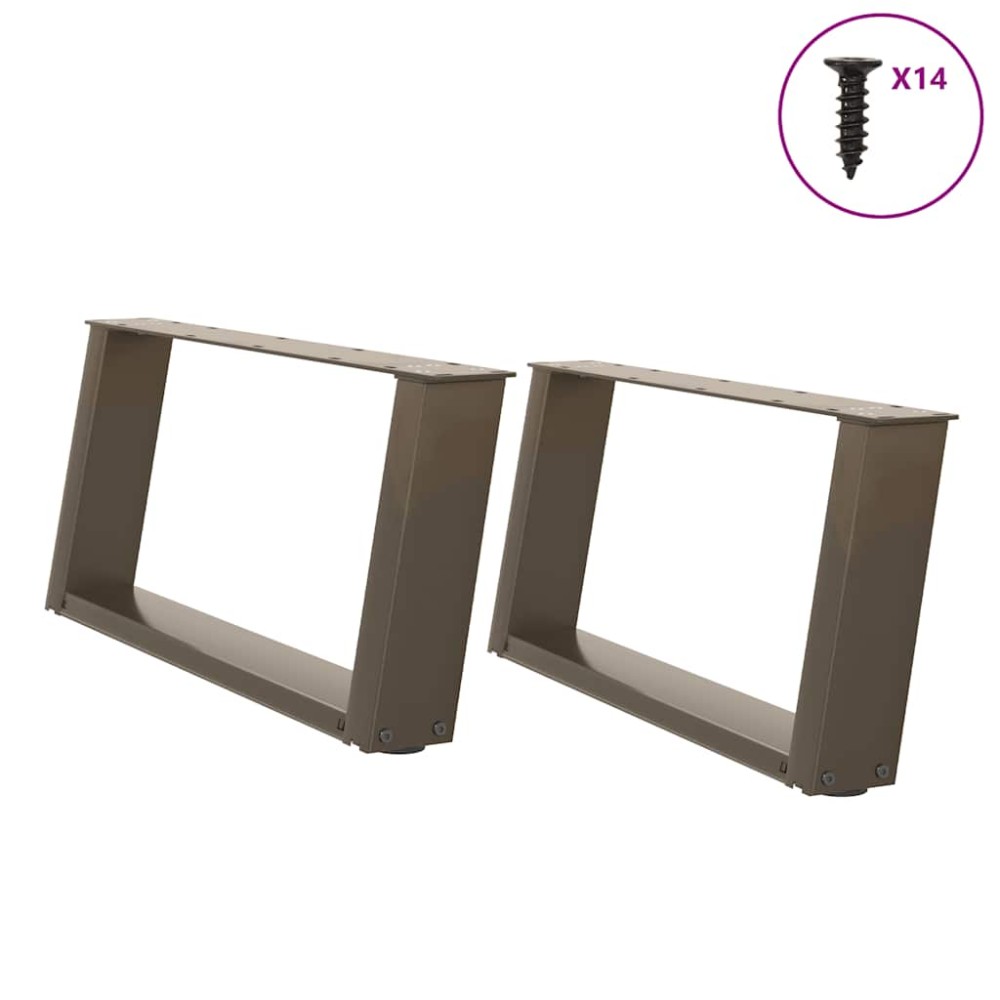 vidaXL Picioare pentru măsuță de cafea în formă de U, 2 buc., oțel natural, 60 x (30-31) cm