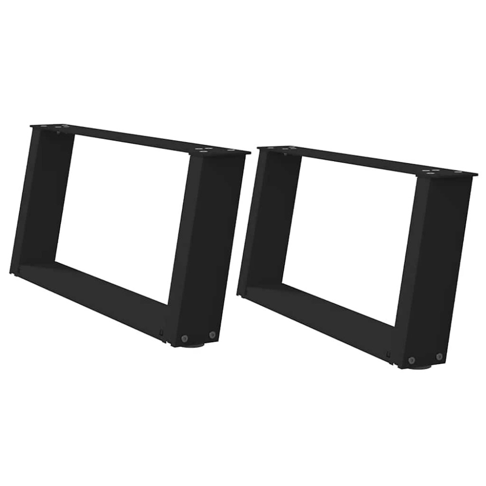vidaXL Picioare pentru măsuță de cafea în formă de U, 2 buc., negru, 70x(30-31) cm, oțel