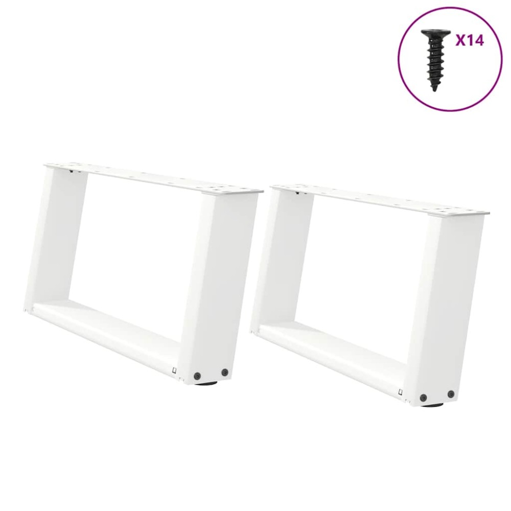 vidaXL Picioare pentru măsuță de cafea în formă de U, 2 buc., alb, 70x(30-31) cm, oțel