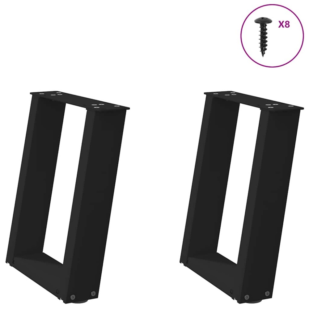 vidaXL Picioare pentru măsuță de cafea în formă de U, 2 buc., negru, 28x(42-43) cm, oțel