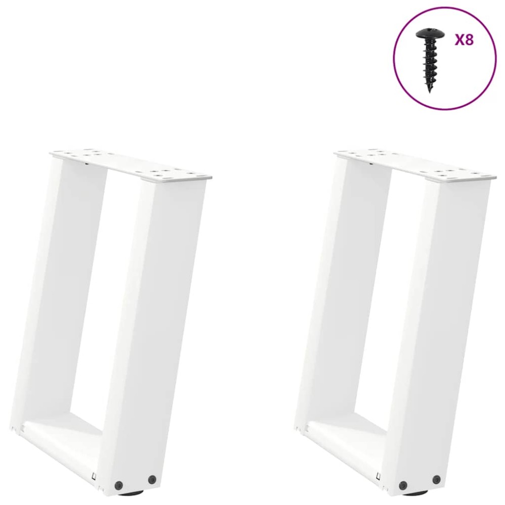 vidaXL Picioare pentru măsuță de cafea în formă de U, 2 buc., alb, 28x(42-43) cm, oțel