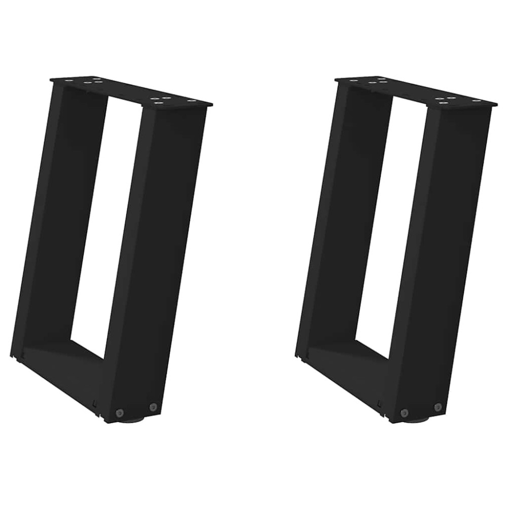 vidaXL Picioare pentru măsuță de cafea în formă de U, 2 buc., negru, 38x(42-43) cm, oțel