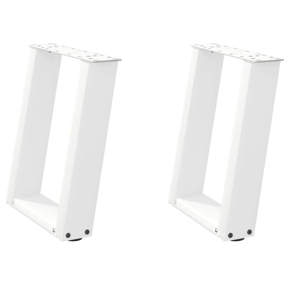 vidaXL Picioare pentru măsuță de cafea în formă de U, 2 buc., alb, 38x(42-43) cm, oțel