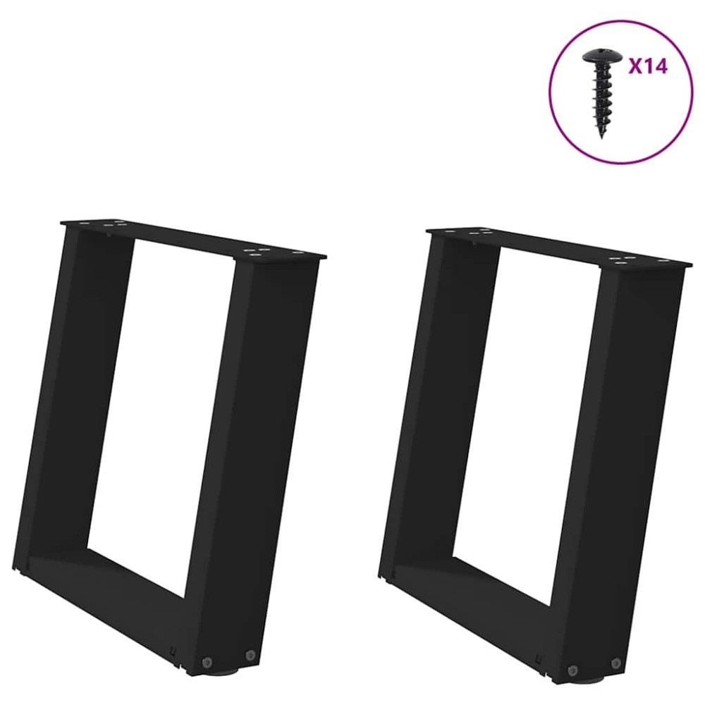 vidaXL Picioare pentru măsuță de cafea în formă de U, 2 buc., negru, 50x(42-43) cm, oțel