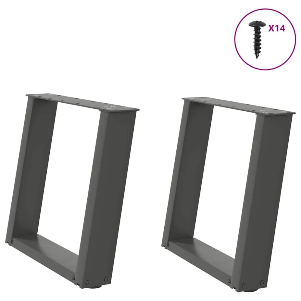 vidaXL Picioare pentru măsuță de cafea în formă de U, 2 buc., antracit, 50x(42-43) cm, oțel