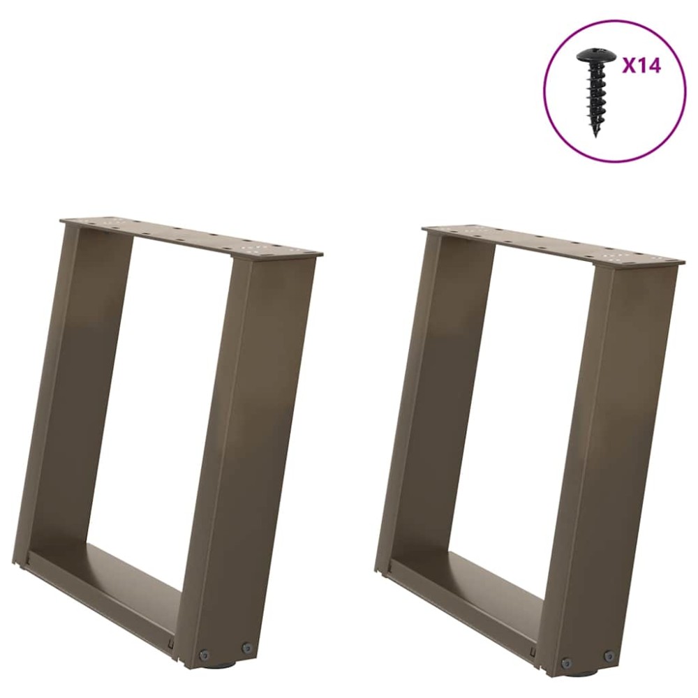 vidaXL Picioare pentru masă de cafea în formă de U, 2 buc., oțel natural, 50x(42-43) cm