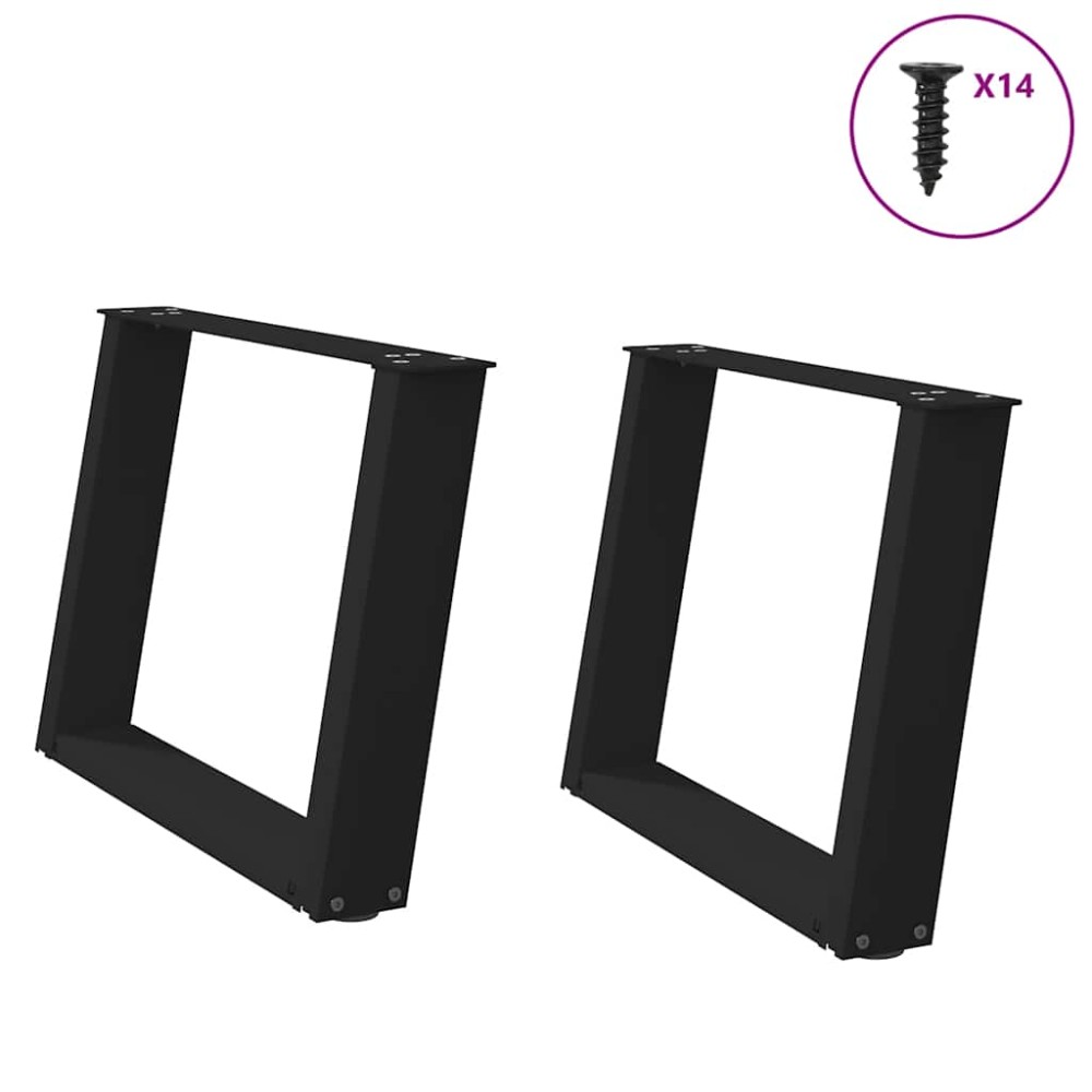 vidaXL Picioare pentru măsuță de cafea în formă de U, 2 buc., negru, 60x(42-43) cm, oțel