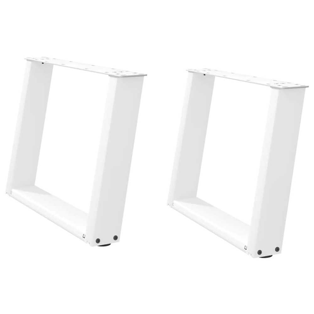 vidaXL Picioare pentru măsuță de cafea în formă de U, 2 buc., alb, 60 x (42-43) cm, oțel