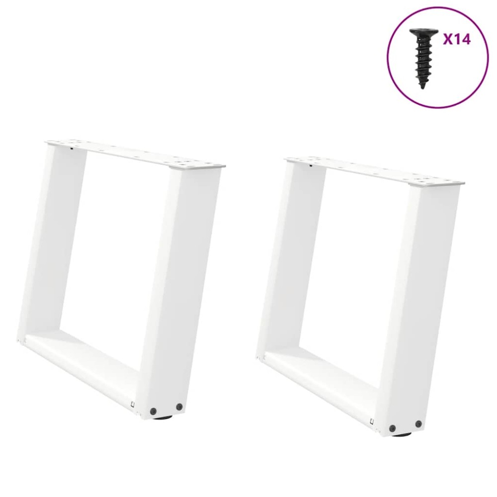 vidaXL Picioare pentru măsuță de cafea în formă de U, 2 buc., alb, 60 x (42-43) cm, oțel