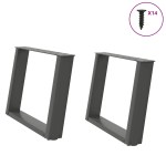 vidaXL Picioare pentru măsuță de cafea în formă de U, 2 buc., antracit, 60x(42-43) cm, oțel vidaXL Picioare pentru măsuță de cafea în formă de U, 2 buc., antracit, 60x(42-43) cm, oțel