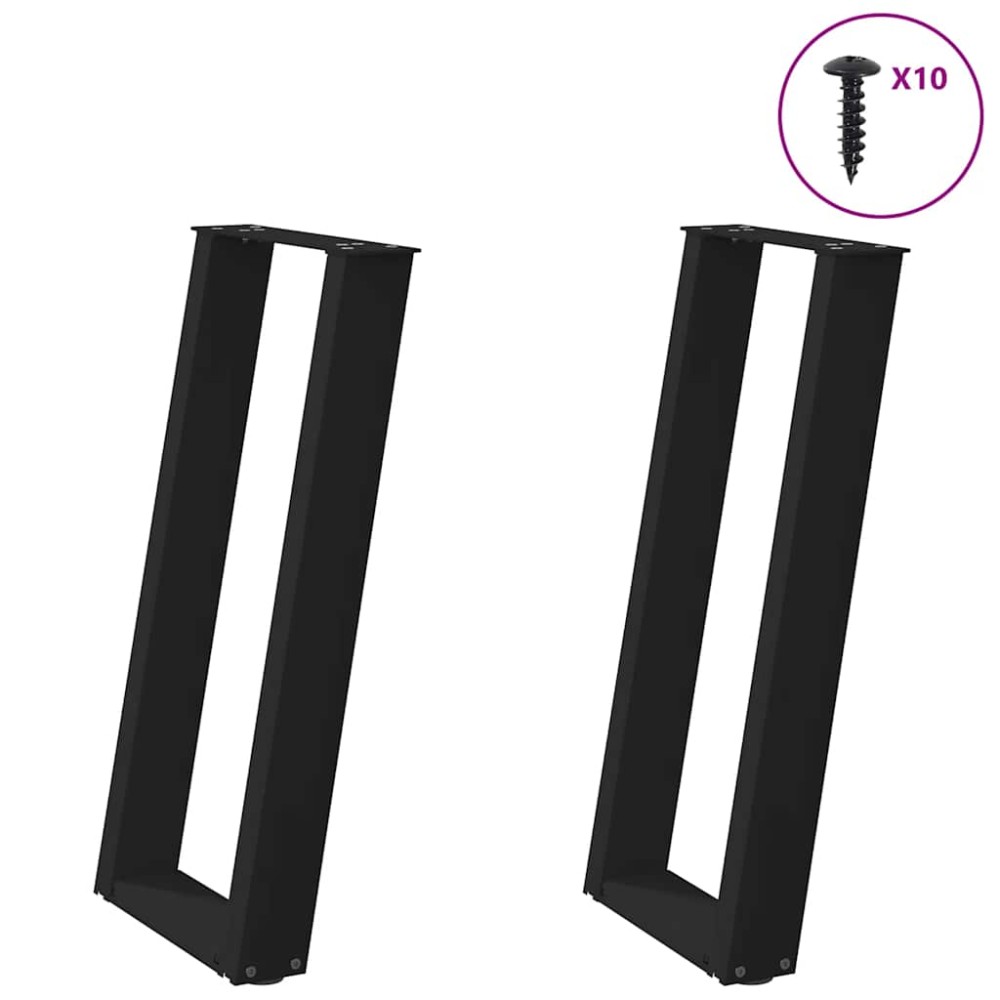 vidaXL Picioare de masă consolă în formă de U, 2 buc., negru, 28x(72-73) cm, oțel