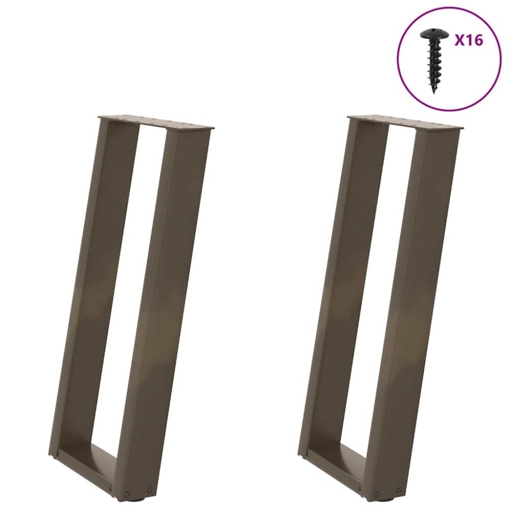 vidaXL Picioare de masă consolă în formă de U, 2 buc., oțel natural, 38x(72-73) cm