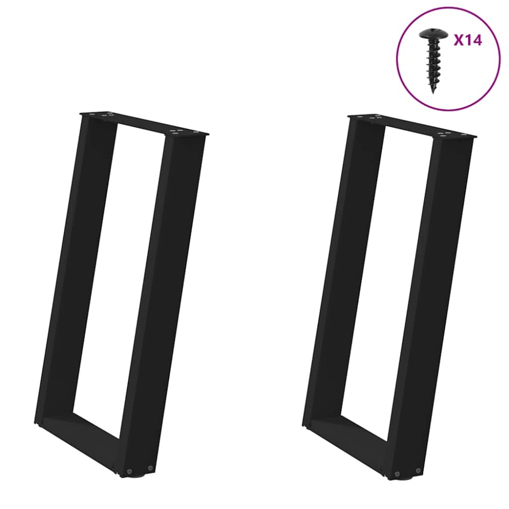 vidaXL Picioare de masă în formă de U, 2 buc., negru, 50x(72-73) cm, oțel