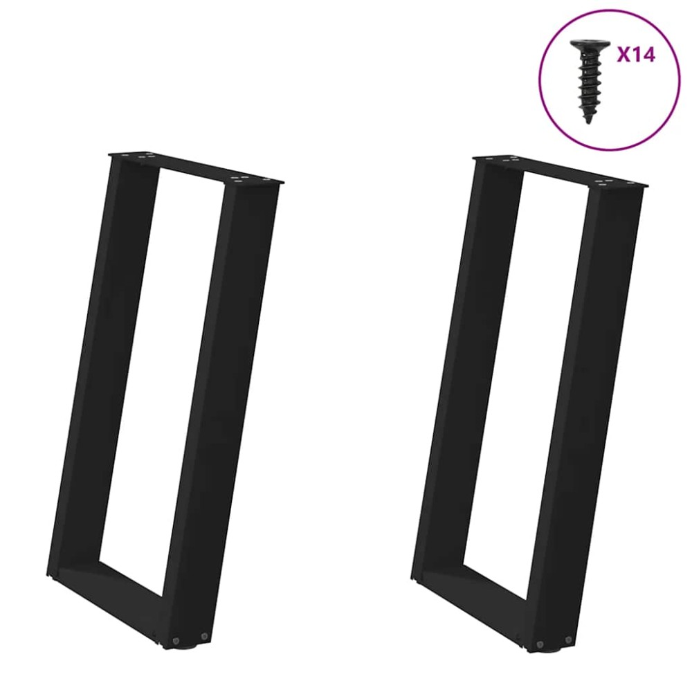 vidaXL Picioare de masă în formă de U, 2 buc., negru, 60x(72-73) cm, oțel