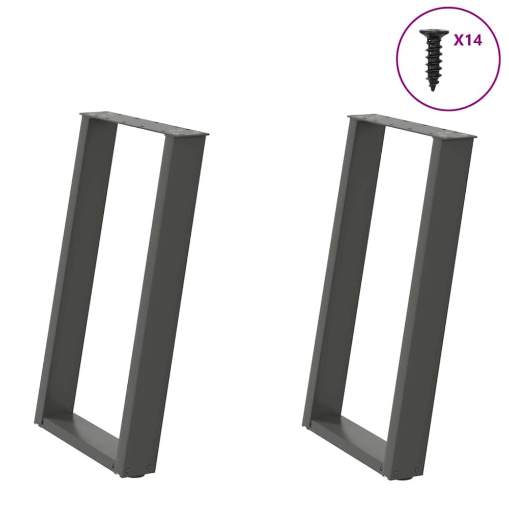 vidaXL Picioare de masă în formă de U, 2 buc., antracit, 60x(72-73) cm, oțel