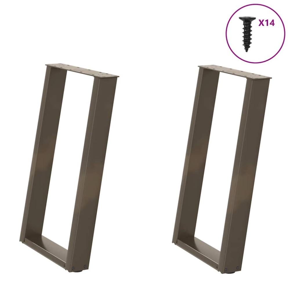 vidaXL Picioare de masă în formă de U, 2 buc., oțel natural, 60 x (72-73) cm