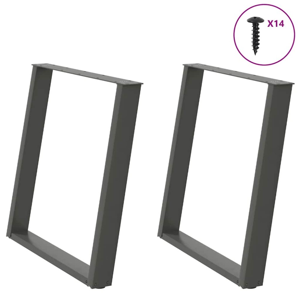 vidaXL Picioare de masă în formă de U, 2 buc., antracit, 80x(72-73) cm, oțel