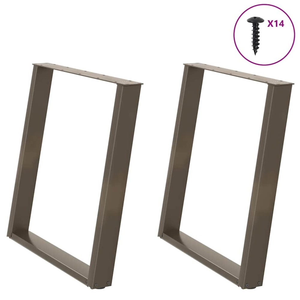 vidaXL Picioare de masă în formă de U, 2 buc., oțel natural, 80x(72-73) cm