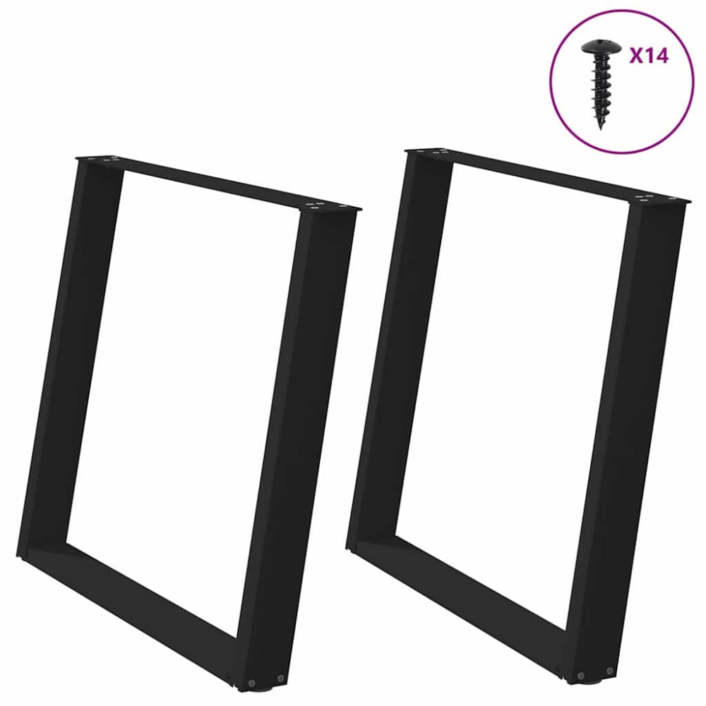 vidaXL Picioare de masă în formă de U, 2 buc., negru, 90x(72-73) cm, oțel