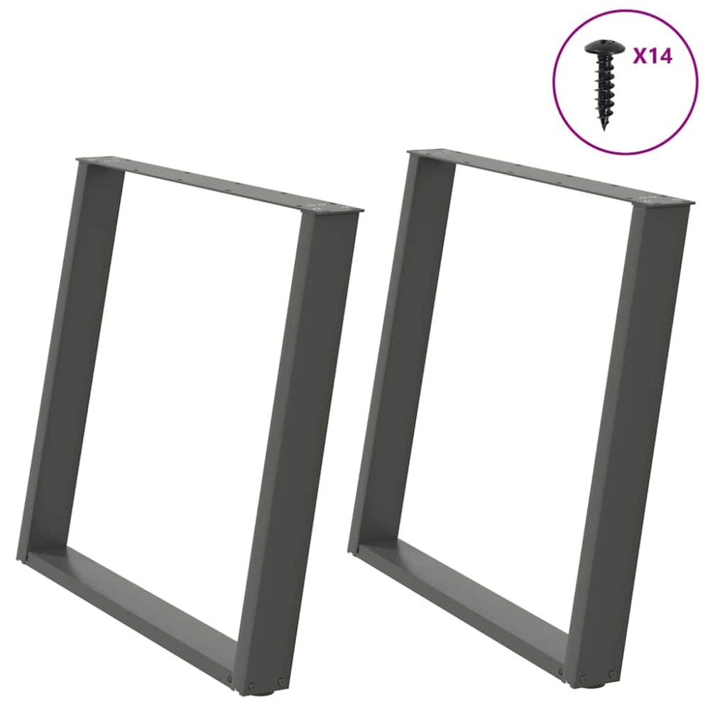 vidaXL Picioare de masă în formă de U, 2 buc., antracit, 90x(72-73) cm, oțel