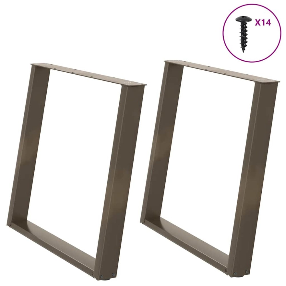 vidaXL Picioare de masă în formă de U, 2 buc., oțel natural, 90x(72-73) cm