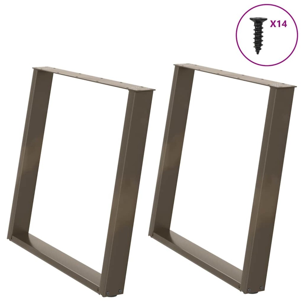 vidaXL Picioare de masă în formă de U, 2 buc., oțel natural, 100 x (72-73) cm