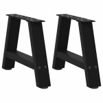 vidaXL Picioare pentru măsuță de cafea în formă de A, 2 buc., negru, 50x(30-31) cm, oțel