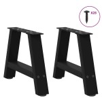 vidaXL Picioare pentru măsuță de cafea în formă de A, 2 buc., negru, 50x(30-31) cm, oțel