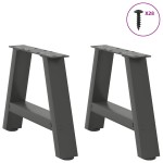 vidaXL Picioare pentru măsuță de cafea în formă de A, 2 buc., antracit, 50x(30-31) cm, oțel
