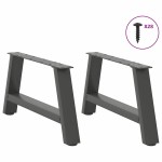 vidaXL Picioare pentru măsuță de cafea în formă de A, 2 buc., antracit, 70x(30-31) cm, oțel