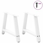 vidaXL Picioare pentru măsuță de cafea în formă de A, 2 buc., alb, 70x(42-43) cm, oțel