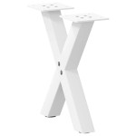 vidaXL Picioare pentru măsuță de cafea în formă de X, 2 buc., alb, 30x(30-31) cm, oțel