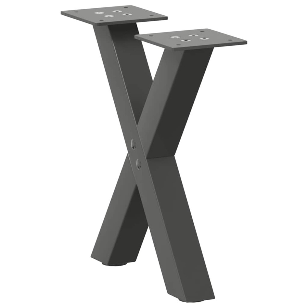 vidaXL Picioare pentru măsuță de cafea în formă de X, 2 buc., antracit, 30x(30-31) cm, oțel