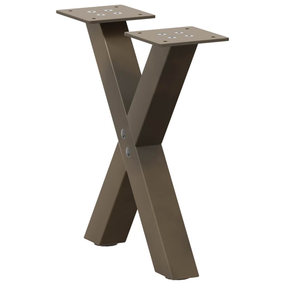 vidaXL Picioare pentru măsuță de cafea în formă de X, 2 buc., oțel natural, 30x(30-31) cm