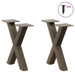 vidaXL Picioare pentru măsuță de cafea în formă de X, 2 buc., oțel natural, 30x(30-31) cm
