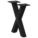vidaXL Picioare pentru măsuță de cafea în formă de X, 2 buc., negru, 37x(30-31) cm, oțel