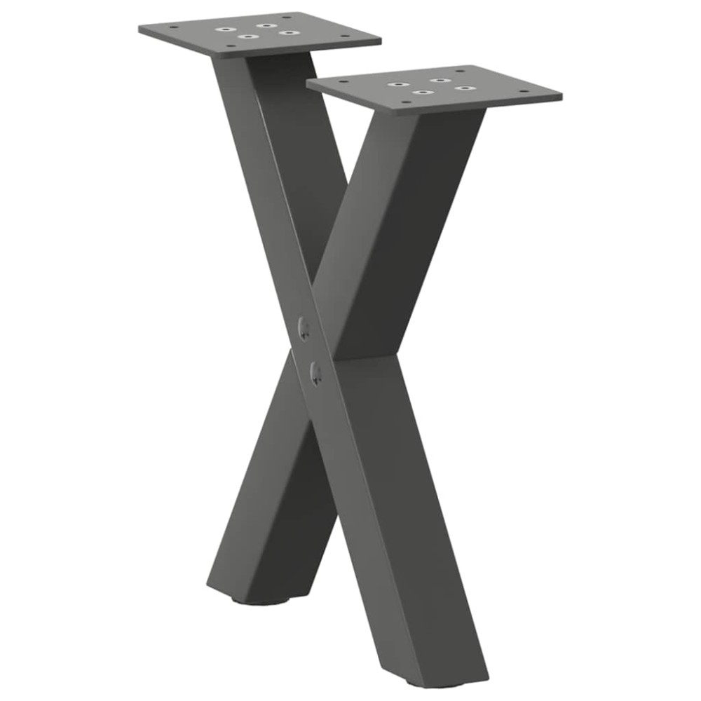 vidaXL Picioare pentru măsuță de cafea în formă de X, 2 buc., antracit, 37x(30-31) cm, oțel