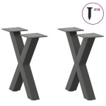 vidaXL Picioare pentru măsuță de cafea în formă de X, 2 buc., antracit, 37x(30-31) cm, oțel