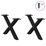 vidaXL Picioare pentru măsuță de cafea în formă de X, 2 buc., negru, 50x(30-31) cm, oțel
