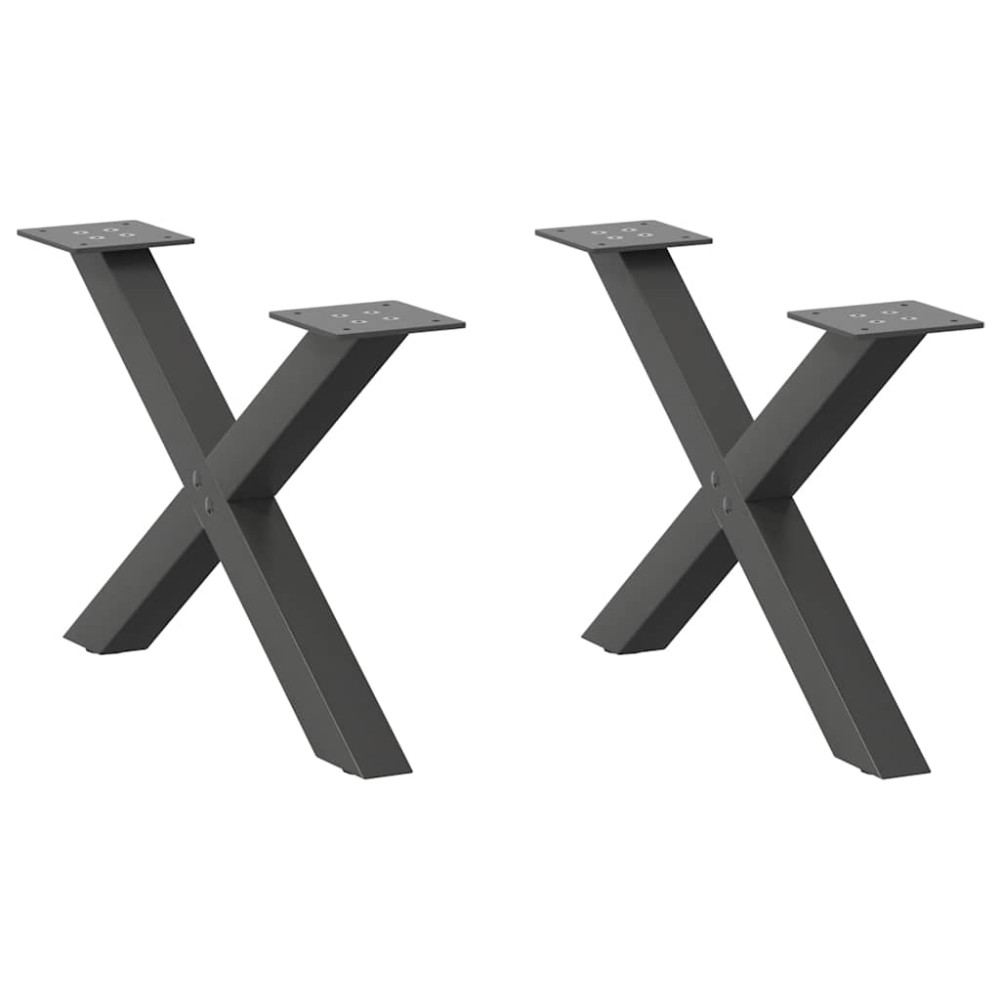 vidaXL Picioare pentru măsuță de cafea în formă de X, 2 buc., antracit, 50x(30-31) cm, oțel