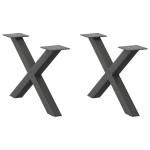 vidaXL Picioare pentru măsuță de cafea în formă de X, 2 buc., antracit, 50x(30-31) cm, oțel