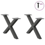 vidaXL Picioare pentru măsuță de cafea în formă de X, 2 buc., antracit, 50x(30-31) cm, oțel