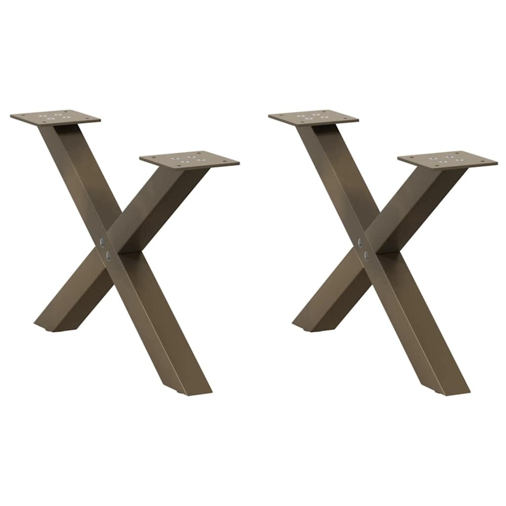 vidaXL Picioare pentru măsuță de cafea în formă de X, 2 buc., oțel natural, 50x(30-31) cm