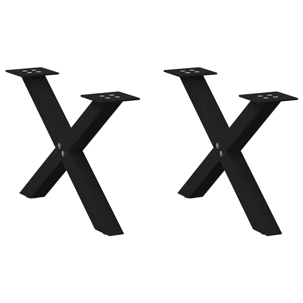 vidaXL Picioare pentru măsuță de cafea în formă de X, 2 buc., negru, 60x(30-31) cm, oțel